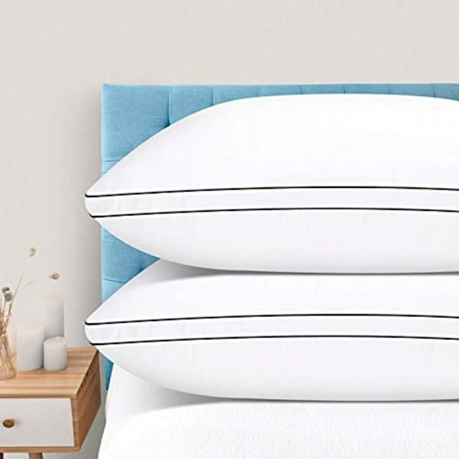 Pillows King Size Set of 2 Bed Pillow 2 Pack for Side and Back Sleepers Hotel Quality Down Alternative Gusseted King Pillow for Sleeping Soft and Supportive White - Blanco - Ver 1