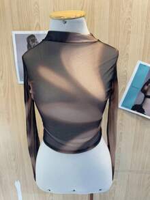 Transparent Animal Print Long Sleeve Top - cor 5 - Xem 2