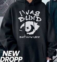 Moletom I Was Blind Olhos Estampada Gótico Sombrio Drakwear Blusa De Frio Unissex Masculino Feminino 100% Algodão Top Premium Streetwear Lançamento Envio Imediato Varias Cores!! - Preto - Visão 1