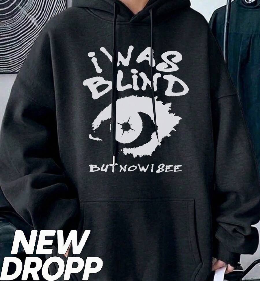 Moletom I Was Blind Olhos Estampada Gótico Sombrio Drakwear Blusa De Frio Unissex Masculino Feminino 100% Algodão Top Premium Streetwear Lançamento Envio Imediato Varias Cores!! - Preto - Visão 1