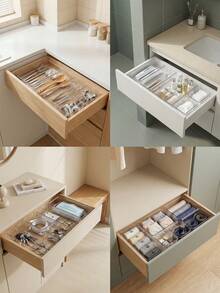Transparent Drawer Storage Box, Cosmetics, Desktop Organizer, Drawer Divider Storage Box, For Cosmetics, Office Supplies, Kitchen Supplies, Multi-Size Free Combination, Durable, Holiday Gift - Multicolor - View 2