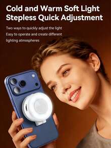 1pc 3-In-1 Magnetic Selfie Light, Magnetic Selfie Fill Light, Phone Mirror Selfie Light, 360° LED Selfie Ring Light With Sticky Ring, Portable Pocket Light, Makeup Mirror, Phone Holder, 3 Brightness Levels, Rechargeable, Suitable For Photography/Vlog/Makeup/Video Calls, Gift For Friends And Family (1pc/Ring, Square, Minimalist Style) Magnetic Fill Light - Multicolor - View 7