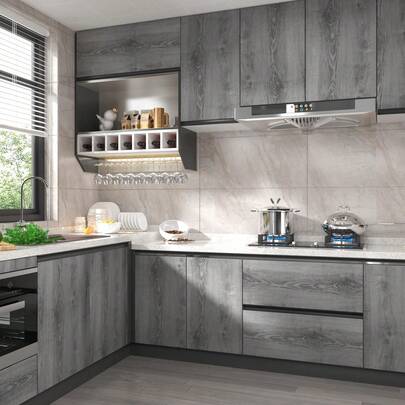 1 Roll Gray Oak Color Solid Matte PVC Peel And Stick Wallpaper, Self-Adhesive Contact Paper For Corridor Background Wall, Home Decor, Appliance Backsplash, Furniture Renovation, DIY Removable Wallpaper, 15.7inX39.3/118.1/196.8in