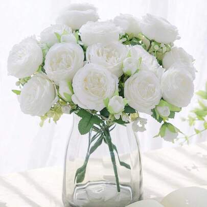 1/3/6支装仿真牡丹，适用于婚礼、法式风格、轻奢风格、ins风家居装饰、婚礼布置、烛光晚餐、圣诞派对、餐桌摆饰、户外花园布置，也可作为乔迁礼物、结婚礼物、周年纪念礼物、生日礼物、母亲节礼物。