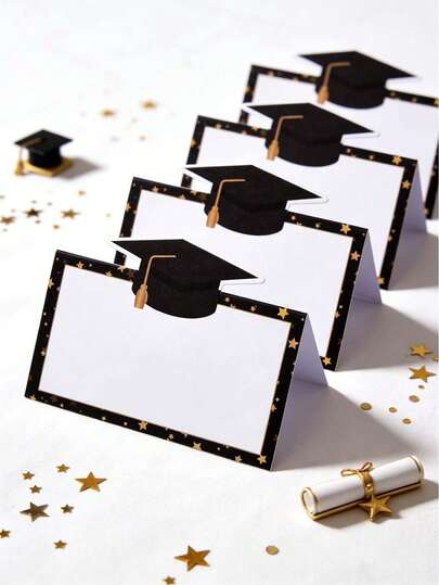 20 Thẻ Đặt Chỗ Tốt Nghiệp Màu Đen Và Vàng, Thẻ Lều Để Bàn Hình Mũ Tốt Nghiệp 3D Giấy Bìa Dày, Thẻ Tên Trống Nhãn Dùng Để Trang Trí Bàn Tiệc Tốt Nghiệp Đại Học, Khóa 2026, Tiệc Tốt Nghiệp, Đám Cưới và Các Sự Kiện Khác Năm 2026.