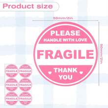 10pcs Pink Fragile Warning Stickers, 16.5x11cm PVC Non-Adhesive Flat Fragile Transport Labels, Handle With Care - 10 Pink Fragile Warning Stickers - View 10