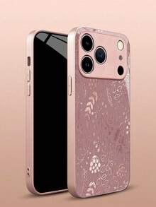 1件装优雅简约奢华柔和时尚玫瑰金叶子图案玻璃材质手机壳，兼容 17/16/15/14/13/12/11 Pro Max/7/8 Plus/Xr/Xs Max/6s、S25/S24/S22/S21/S10/A73/A56/A55/A54/A53/A36/A35/A34/A33/A26/A25/A13/A06/S23 FE/S23 Plus/S23 Ultra，钢化玻璃材质，高端大气质感，国际版，非国内版 - 粉色 - 查看 4