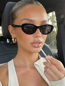 1 PC Women's Vintage Cat Eye Fashion Glasses Solid Color Polycarbonate Frame Tea And Gray Lenses Wear Without Pressure Suitable For Outdoor Commute With Glasses Box - Multicolor - View 2