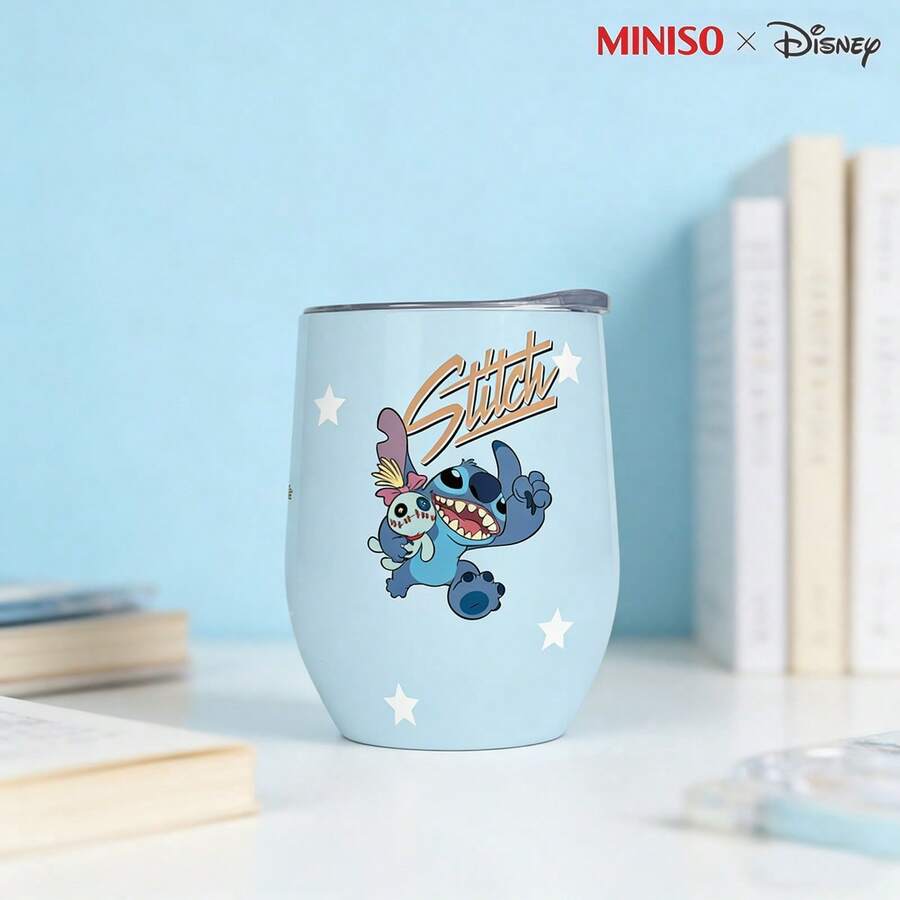 MINISO X Disney Lilo & Stitch & Scrump Retro Logo Insulated Stainless Steel Eggshell Tumbler With Lid,Double-Walled Vacuum Cup For Coffee,Wine,Drinks - 彩色 - 查看 1