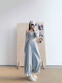 Women Pants - ブルー - 查看 3