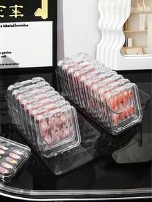 Kotak Penyimpanan Stiker Nail Art 24/10/6pcs dengan Perekat Dua Sisi, Kotak Display, Kotak Kuku Transparan, Kuku Palsu, Kotak Display & Organizer Kuku Palsu dengan Pita Transparan, Rak Display Stiker Nail Art dengan Perekat Dua Sisi, Cocok untuk Kuku Palsu Tempel - MultiWarna - View 3