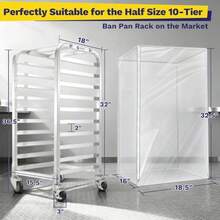 Estante de media hoja de 10 niveles con cubierta cubierta para panecillos estantes de panadería de aluminio estante de refrigeración para panadería de cocina comercial en el hogar estante - Estantería de 20 niveles de tamaño completo con tapa. - Ver 3