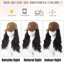 Mũ lưỡi trai bằng tóc giả tổng hợp 22 inch, kiểu dáng rộng rãi, thêu họa tiết, che phủ toàn bộ đầu với mái tóc dài bồng bềnh. - Dark Brown - Xem 8