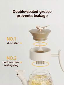 双层密封防漏大容量玻璃油壶，鸟形壶盖，底部出油口，配有可拆卸硅胶刷，防滴漏防尘，适用于烹饪和烧烤 - 查看 7