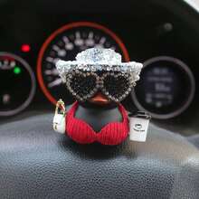 1 Set White Duck Decor With Shiny Hat, Casual Holiday Style Essential Accessory, Made Of PVC Material, Suitable For Motorcycle And Bicycle, Holiday Gift - Decorative Duck - View 3