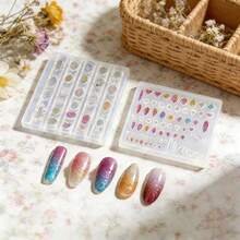 1pc 3D Transparent Heart-Shaped & Photo Embossed Nail Art Mold, High Transparency Reusable Rhinestone & Water Drop Template, DIY Nail Polish Gel Filling Moon & Oval Mold, Nail Art Decoration Board - Multicolor - View 3