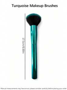 1pc Blue-To-Green Ombre Powder Brush - Featuring Premium, Soft Synthetic Fibers, This Large, Fluffy Face Brush Is Ideal For Applying Blush, Contour Powder, And Setting Powder. - Multicolor - View 2