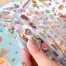 Hình dán phong cảnh sáng tạo dành cho học sinh, hình dán phong cảnh tự làm, hình dán đa phong cảnh thu nhỏ, hình dán trang trí sổ kế hoạch, giúp giảm căng thẳng và giết thời gian, sách hình dán, đồ dễ thương, sách tĩnh lặng - Nhiều màu - Xem 8