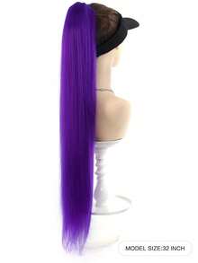 32 Inch Purple Ponytail Hair Extension, With Hair Clip Wig, Drawstring Wig, Soft And Natural Synthetic Wig, Suitable For Women To Wear - Multicolor - View 2
