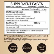 MONTUE 3 Packs Top Grade Oregano Black Seed Oil Blend 6000mg Per Serving, 300 Count 2 In 1 Formulated With Black Seed Oil 200mg, 4X Strength Carvacrol & Thymoquinone Plant Based, Immune Support - 150個 - 查看 4