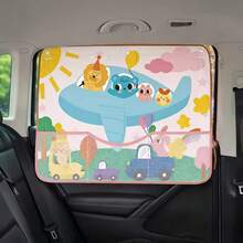 1pc Car Window Curtain With Net Pocket, Suction Cup Sunshade, Heat Insulation, Anti-UV Car Window Curtain - Mesh Suction Cup Style - View 5