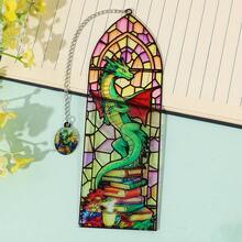 Fantasy Stained Glass Dragon Acrylic Bookmark Set - Gothic Window Design With Charm Pendant, Perfect Gift For Bookworms & Fantasy Fans - SQ1901 - View 15