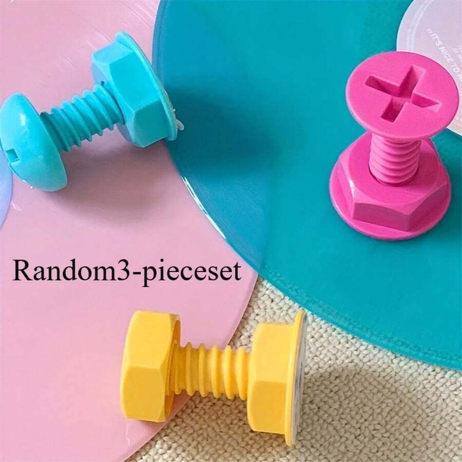 3Pcs Cute Creative Screw Adhesive Hook Wall Door Back Coat Hook Viscose Non-Punching Hook Load-Bearing. - Mixed Colors - View 1