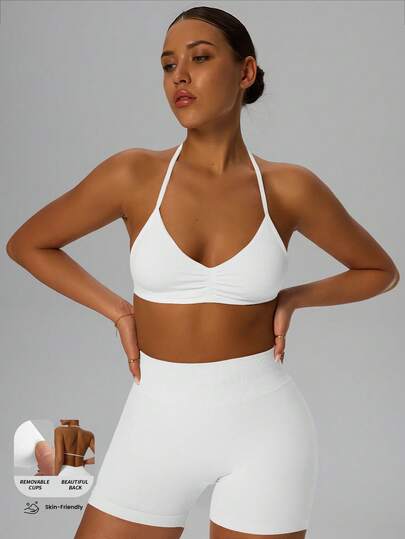 Yefecy Women's High Support Spaghetti Strap Sports Camisole, Suitable For Fitness, Yoga And Other Sports, Features High Support And High Elasticity, Suitable For Sports, Yoga And Various Occasions White Spring