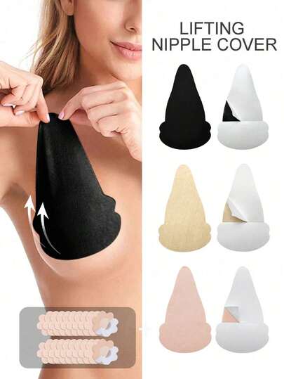 10 piezas/paquete Cubrepezones desechables invisibles, pétalos adhesivos sin costuras para el pecho, cómodos y transpirables para que las mujeres los usen con vestidos sin espalda, escote en V profundo, vestidos de noche, tops sin tirantes, levantan y dan forma a los pechos de manera natural