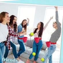 4件套旋转球游戏套装，旋转水桶游戏，多人互动游戏，适合训练手眼协调能力，趣味派对游戏，敏捷性训练，适用于圣诞节、情人节、节日聚会、户外活动、家庭娱乐、公司团建——无需电源，独特的精美小礼物和单人派对礼品 - 彩色 - 查看 7