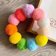 彩虹毛球宠物项圈 - 多色蓬松球项链，适合猫狗，色彩缤纷的派对配饰，柔软弹力宠物项圈，可爱宠物摄影装饰，毛绒球项链，柔软弹力项圈，宠物项链配饰，适合日常和庆祝活动使用 - 彩色 - 查看 7