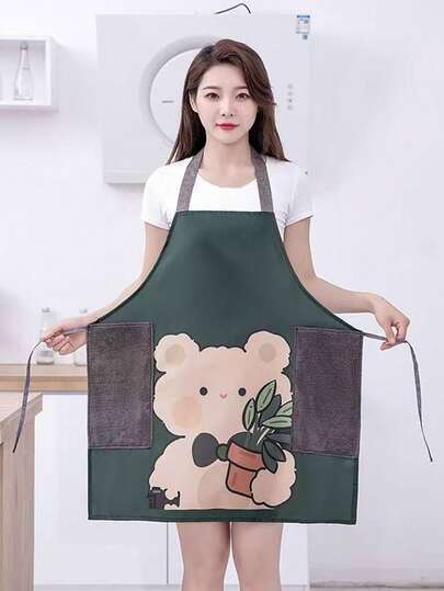 1件围裙，防水防油，可爱日韩风，时尚家居厨房烹饪罩衫（女士款）