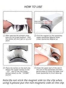 2 Pairs Reusable Magnetic False Eyelashes, No Glue Needed, 3D Natural Magnetic Lashes, Portable Makeup Tool, 3-Step Press-On Magnetic Eyelash Applicator - 黑與白 - 查看 4