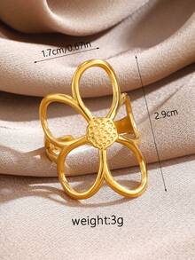 1 chiếc nhẫn hoa bằng thép không gỉ mạ vàng 18K, kiểu dáng thanh lịch Pháp pha chút hip-hop, thích hợp đeo hàng ngày cho nữ. - Nhiều màu - Xem 6