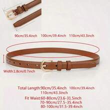 1pc Solid Color Casual PU Leather Waist Belt, Slim Design, Suitable For Women All Seasons Summer, School Fall, Autumn, Halloween, Belts For Women, Western Belt - 棕色 - 查看 3