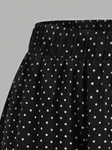 Chân váy EARO chấm bi dáng suông, chất liệu chiffon, eo chun, kiểu dáng thường ngày, không co giãn, thời trang đa năng, thanh lịch, thích hợp cho kỳ nghỉ xuân, màu đen. - màu đen - Xem 4