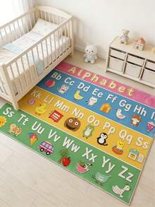 Alfombra educativa con alfabeto de dibujos animados, alfombra de juego linda, alfombra decorativa, decoración de dormitorio, alfombra pequeña, alfombra, decoración del hogar, alfombra para exteriores, alfombra lavable, regalo de graduación, regalo del Día de la Madre - Multicolor - Ver 2