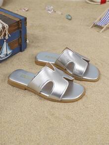 Dép đi trong nhà trẻ em kiểu dáng thường ngày mới năm 2026, thiết kế unisex, tối giản thanh lịch, phù hợp cho mùa hè, đi biển và du lịch. - Bạc - Xem 6