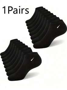 10双/20双装男女通用黑色休闲运动短袜，四季皆宜的简约袜子 - 黑色 - 查看 6