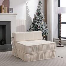 White Folding Sofa Bed, Futon Sofa Bed, Convertible Armchair, Floor Sofa And Mattress For Living Room, Guest Room, Home Office, Apartment, Small Space, Removable Back Cushion - White - View 3