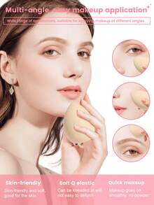 16PCS Makeup Tools Set Including:12PCS Makeup Brush Set+1pc Mini Air Cushion Powder Puffs+1pc Makeup Sponges+1pc Triangle Powder Puffs+1pc Makeup Brush Cleaning Tools - Multicolor - View 5