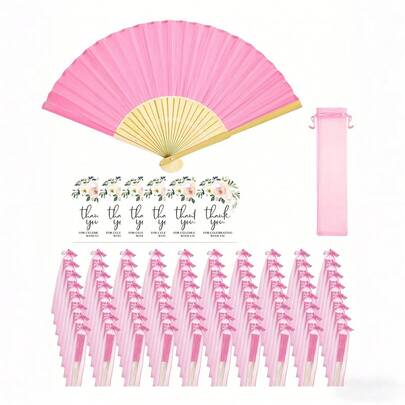 Bộ Quà Tặng Quạt - Hoàn Hảo Cho Nam Hoặc Nữ. Bộ quạt xếp màu hồng này bao gồm một tấm thiệp "Cảm ơn" và một túi vải organza trong suốt. Là món quà lý tưởng cho phù dâu, nó cũng có thể dùng làm vật trang trí đám cưới đẹp mắt, đạo cụ chụp ảnh vui nhộn cho tiệc độc thân, và là món quà lưu niệm hoàn hảo cho đám cưới - một lựa chọn tuyệt vời cho bất kỳ buổi tụ họp hoặc sự kiện nào.
