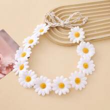 1 pieza Diadema con margaritas lindas, Tocado de trenza estilo bohemio, Accesorio para el cabello corona de flores de girasol - Multicolor - Ver 12
