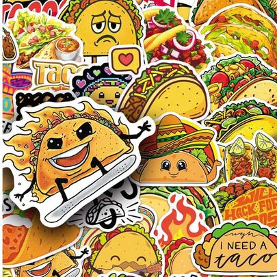 50Pcs Popcorn Toys Cartoon Popcorn Stickers Cute Popcorn Graffiti Aesthetics Stickers Movie Popcorn Decor Waterproof Vinyl Stickers Bulk For Water Bottle Skateboard Luggage Laptops Bumper Theme Party Supplies