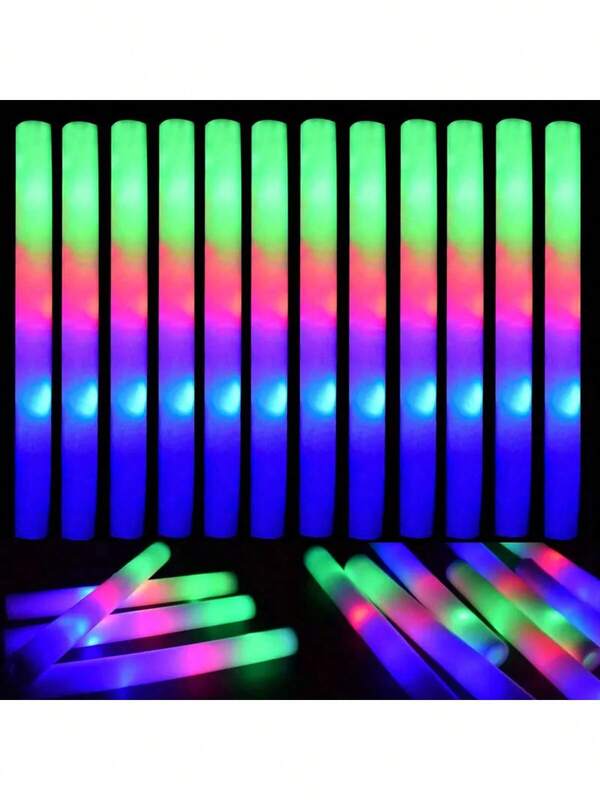 200/100/68/38 Pcs Foam Glow Sticks, Bulk Glow Sticks, Foam Sticks For Parties In The Dark, Three Color Flashing Modes, Perfect Party Favors For Weddings, Dances,Concerts And Outdoor Events, Suitable For Birthday Parties, Halloween And Christmas