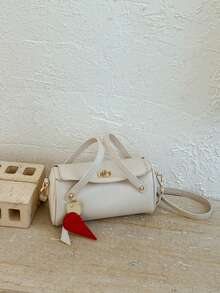 1件装时尚女士优雅单肩包，简约别致波士顿包，PU材质，手提，带吊坠，适合日常、通勤、度假，优雅女士包 - 米色 - 查看 9