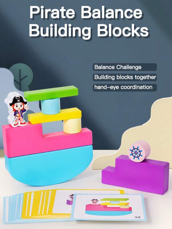 Cartoon Wooden Balancing Stacking Blocks Toy, Suitable For Early Childhood Montessori Education, Develops Hand-Eye Coordination And Fine Motor Skills, Birthday/Christmas Gift