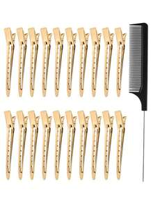 20 st. hårspännen med stylingkam, 3,5 tums hårspännen i metall med krokodilmönster, hårspännen i metall med lockar, hårspännen i metall, näbbspännen, med 1 st. stjärtkam, för kvinnor, frisör och smink - Multifärgad - Visa 19