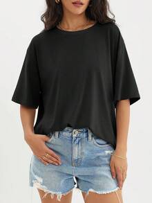 Women's 3-Pack Plus Size Short Sleeve T-Shirts, Summer Loose Tops, Fashion Basic Tees, Comfortable For Casual Vacation & Fitness Wear - Nhiều màu - Xem 3