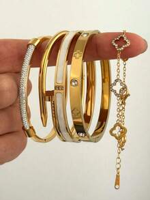Gold Bracelet, Elegant Minimalist Design, Suitable For Dates, Gatherings, Party Gifts - Gold - View 6
